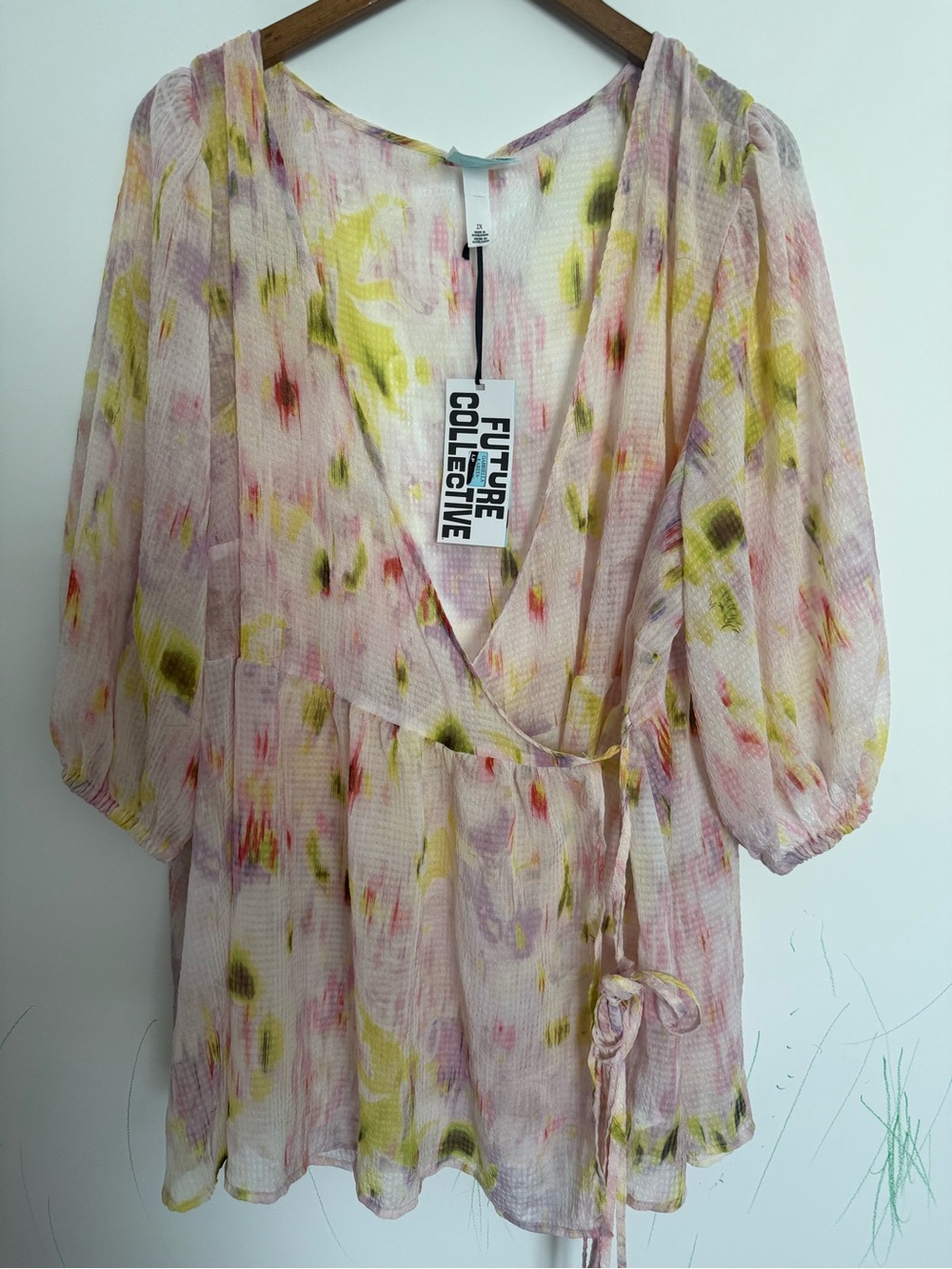 Future Collective Pink Floral Wrap Tunic
